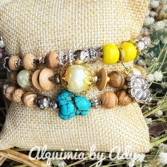 Alquimia picture jasper and big brown agate beaded bracelet - Picture 6 of 8